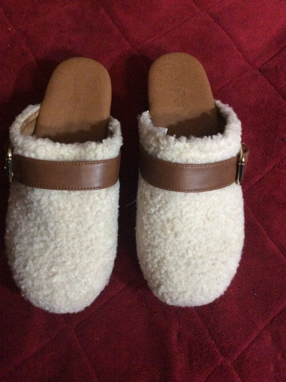 Universal Thread Wool with Faux Wood Mules/Clogs Size 6 New